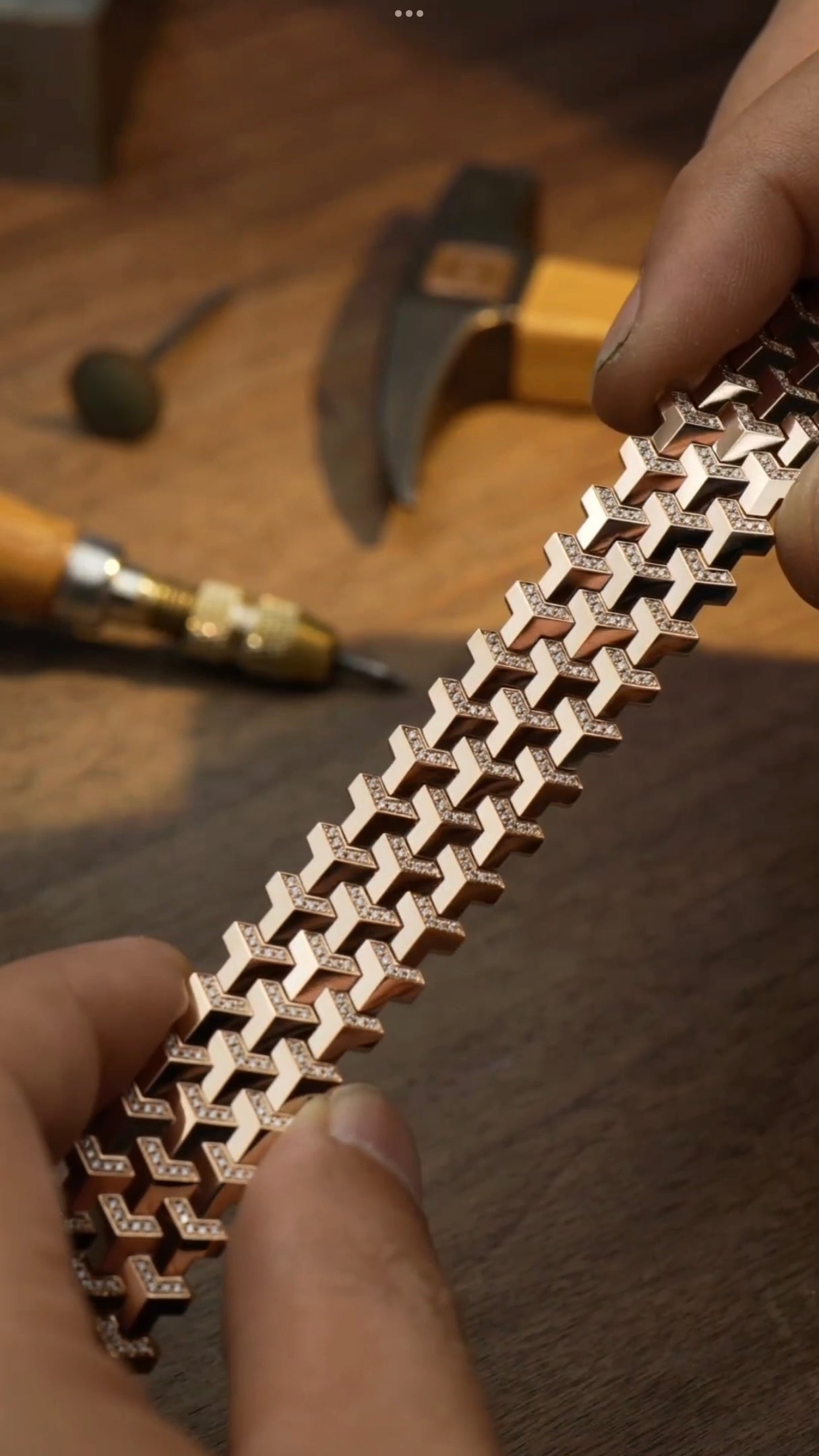 Rose Gold Armor Bracelet | Triple Row Version