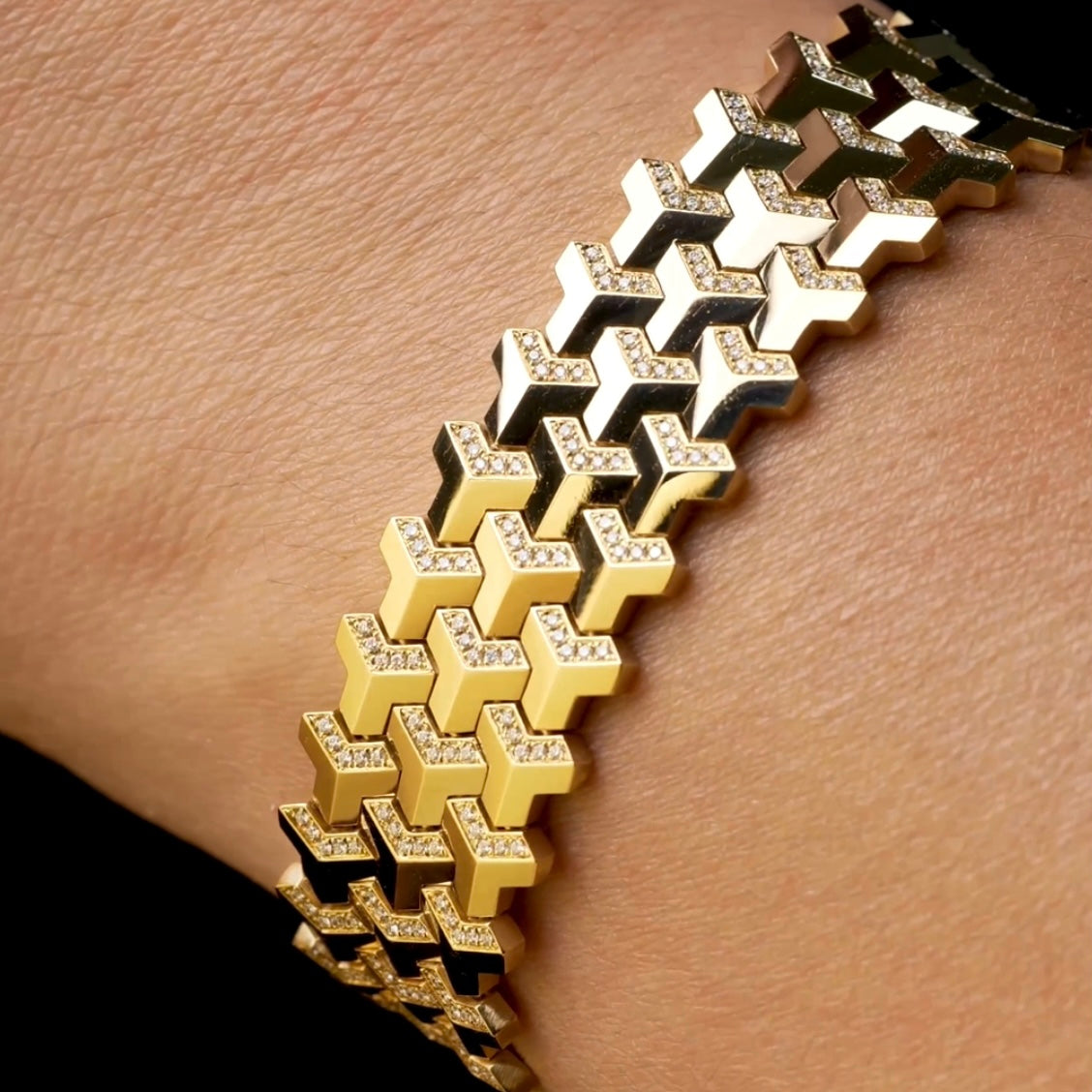 Yellow Gold Armor Bracelet | Triple Row Version